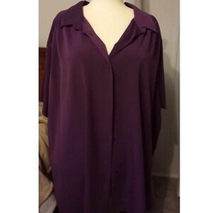 A Personal Touch Womens Purple Short Sleeve Button Front Shirt Top Plus Size 4X